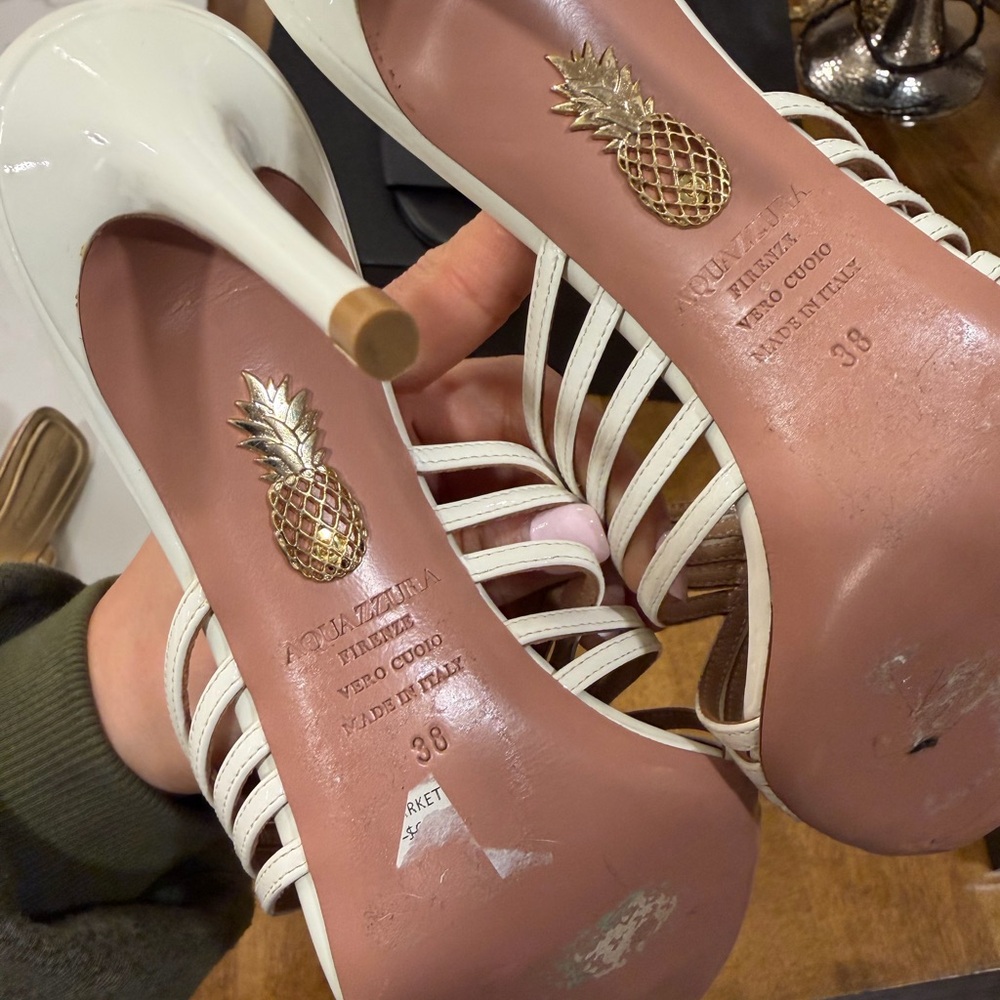 Aquazurra White Strappy Heels - Picture 4 of 5
